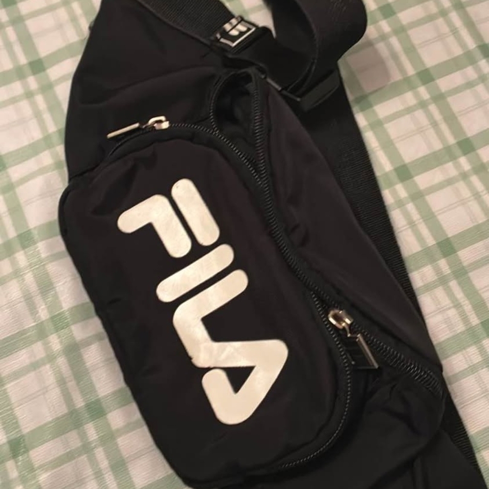 FILA Black Belt Bag with White Logo